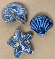 Absolutely Gorgeous Nautilus, Starfish & Clam Shell Ceramic Focal Beads | Up to 1.65" Long