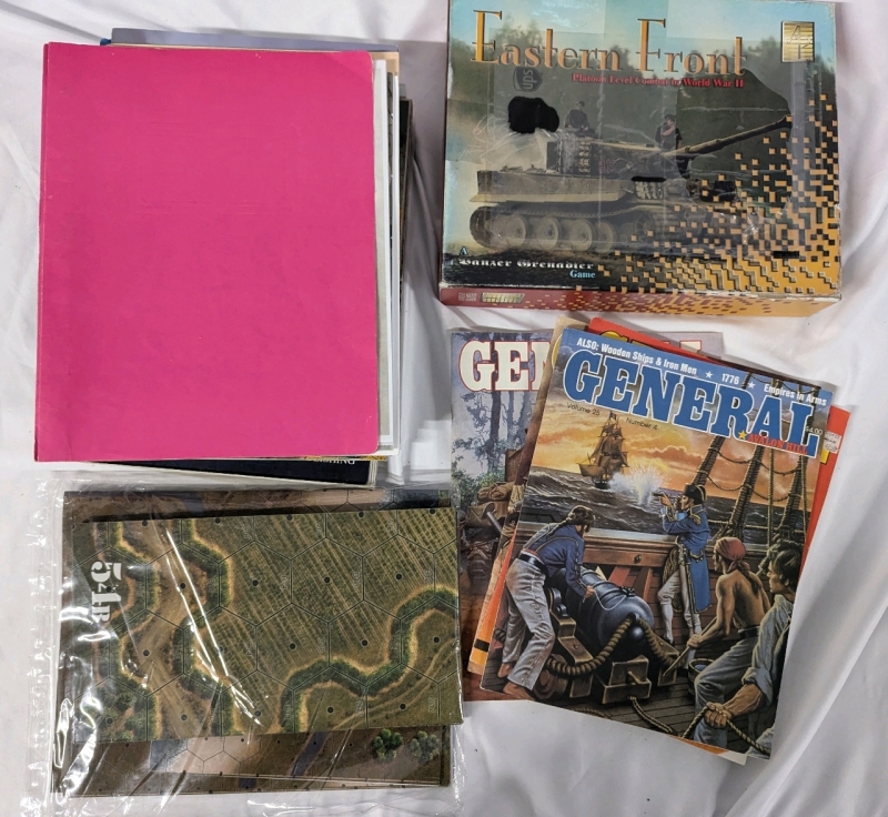 Assorted Magazines, Rulebooks, Maps and more! Various Wargames Included.