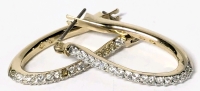 Gorgeous SWAROVSKI Signed Pave Stone Oblong Hoop Earrings | 1.25" Long ea
