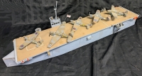 Handcrafted H.M.C.S Rainbow Aircraft Carrier. With 5 Hand-Painted Plastic Model Planes. Aircraft Carrier Measures .