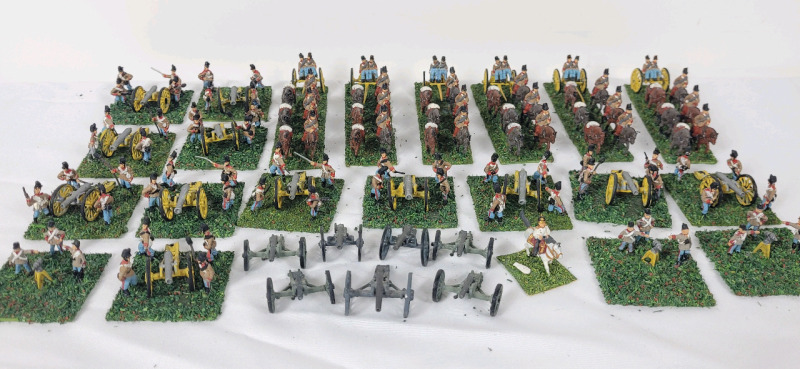 Twenty Five (25) Sets Handpainted " Napoleonic Wars Cannon Regiments w/Officers " 15mm Lead Miniature Soldiers