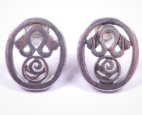 Sterling Silver Charles Rennie Mackintosh Celtic Triskele Oval Pierced Earrings 1998 Hallmark