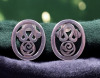 Sterling Silver Charles Rennie Mackintosh Celtic Triskele Oval Pierced Earrings 1998 Hallmark - 4