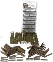 Cast Metal & Plastic Wargaming Diorama Accessories + Set Dressings: Crops (Painted & Unpainted), 19 W-Shaped Fences, 15 Cast Metal Bundles of Sticks, 6pc Pegasus Hobbies Barbwire Fences (Straight) | Up to 7.5" Long