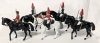 5 BRITAINS 1980s Lead-Based Enameled Mounted Figures: Queen Elizabeth, Royal Horseguards, Clarion Trumpeter | 3.5" Tall - 2