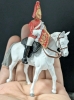 5 BRITAINS 1980s Lead-Based Enameled Mounted Figures: Queen Elizabeth, Royal Horseguards, Clarion Trumpeter | 3.5" Tall - 5