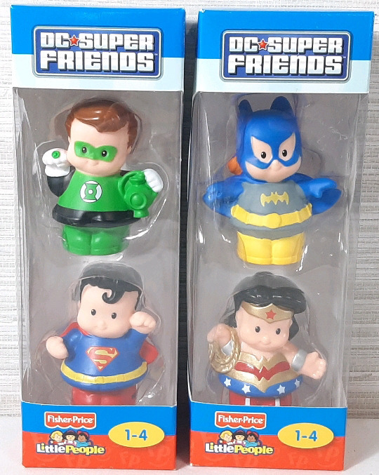 2 New Fisher-Price DC Super Friends Little People Figures, Including Superman, Green Lantern, Batgirl & Wonder Woman