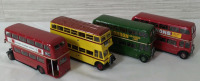 4 Diecast Miniature Busses Approximately 4"