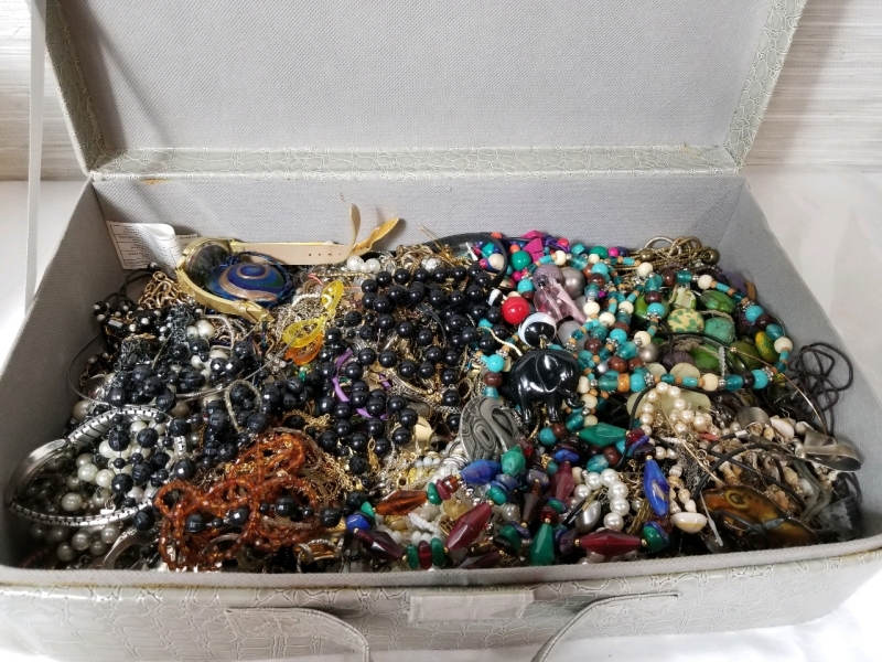 Large case of vintage to modern jewelry