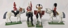 4 W BRITAIN Lead-Based Enameled Mounted Miniatures : Scotsguard, Standard Bearer, Clarion Trumpeter, Drummer | Up to 3.8" Tall - 6