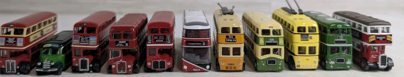 11 Diecast Oxford Busses & Tram Cars Approx. 2" - 2.5"