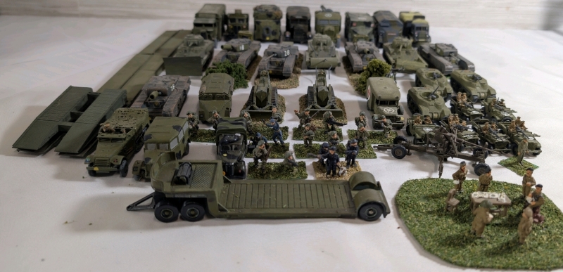 Huge Lot Of Handpainted Metal & Plastic Miniature World War 2 Infantry & Vehicles