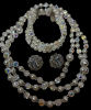 AB Crystal Pearl Necklace Set 3 Row Bracelet Sterling clasp 50 inch Necklace Earrings Second Set Vintage Crystal Necklace with Earrings - 3