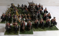 23 Handpainted Metal Based Miniature Napoleonic Calvary & Infantry Sets On Flocked Bases Approx. 1.25" & 2" On Horseback