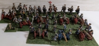 20 (44 Soldiers) Handpainted Metal Based Miniature Napoleonic Cannon & Calvary Unit Sets On Flocked Bases Approx 1.25" & 2" On Horseback