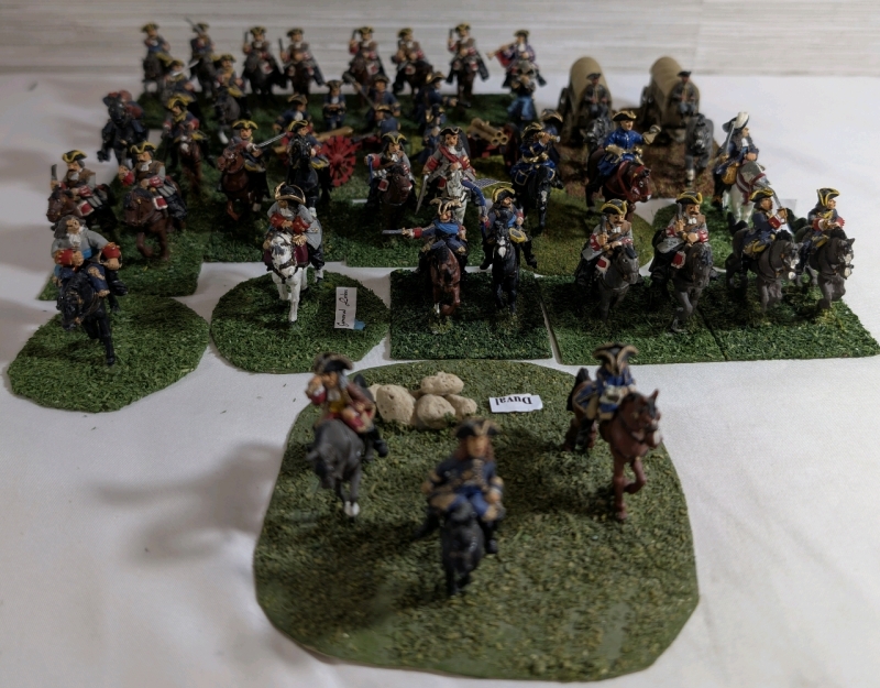 21 Handpainted Metal Based Miniature Napoleonic Calvary & Cannon Sets On Flocked Bases Approx. 2"