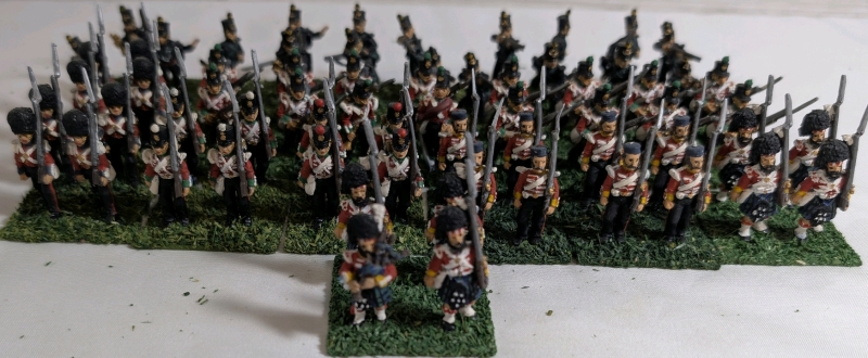 17 (98 Soldiers) Handpainted Metal Based Miniature Napoleonic Infantry Units On Flocked Bases Approx 1.25"