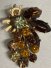 High End Colorado Topaz Root Beer Brown Pear Orange Topaz Earrings Aquamarine Rhinestone Spray Brooch - 3