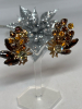 High End Colorado Topaz Root Beer Brown Pear Orange Topaz Earrings Aquamarine Rhinestone Spray Brooch - 4