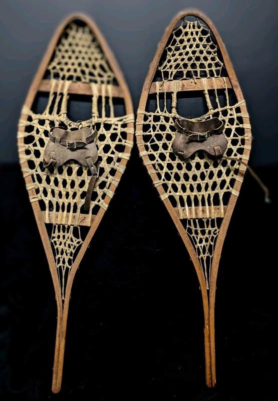 Vintage Torpedo-Style Wood & Rawhide Snowshoes! | 13.75" Wide x 42.25" Long ea