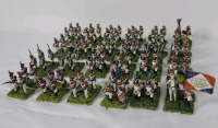 Twenty Four (24) pcs. Handpainted " Napoleonic Wars Foot Soldiers w/Officers " 28mm Lead Miniature Soldiers