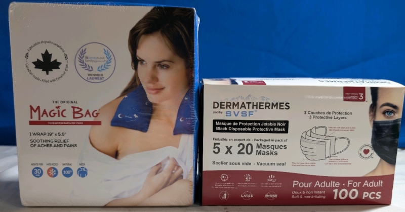 New The Original Magic Bag Thermotheraputic Pack & New Dermathermes Face Masks 100 Packs