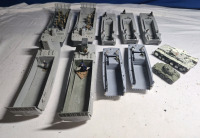 11 Pcs | Appears To Be USA Plastic/ Metal Military Boats & Armored Vehicles | Tallest Vehicle Measures 7½ Long" x 2¼" Tall