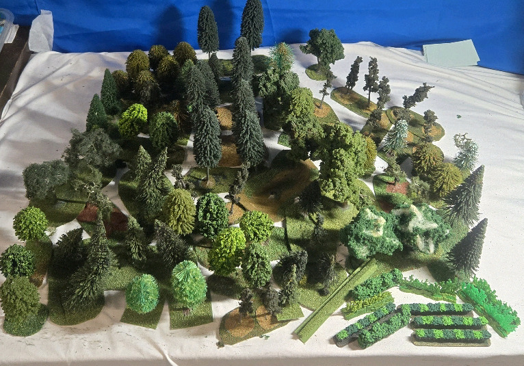 30+ Flats Of Shrubbery | Assorted Tree Types, Sizes & Shapes On Flocked Bases | Tallest Tree Measures 6¾" Tall