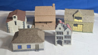 5 Pcs | Assorted Buildings For Scene Decoration | Includes Houses, Barn & More! | Largest Building Measures 5¾" x 3.5" x 4.5"