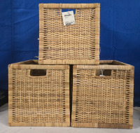 3 Pcs | Bran&auml;s Wicker Storage Bins | Measures 13" x 14" x 13"