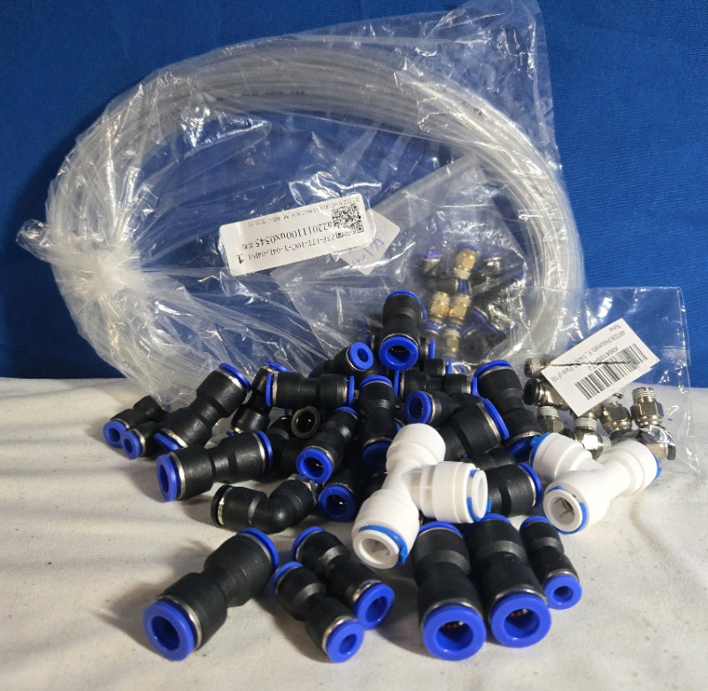 30+ Pcs | Assorted Hardware Lot | Includes Pneumatic Air Fitting PU Pug Series 6mm to 10mm 12mm Tube Connector Air Water Pipe Push in Hose Quick Couping & Air Plug Fittihgs + More!<br/>