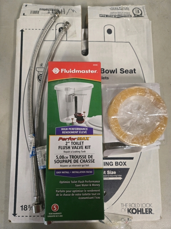 5 Pcs | Assorted toilet Repair Lot Includes 2" Toilet Flush Valve Kit, Wax Ring & More!