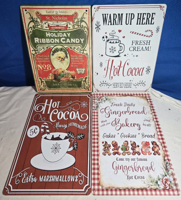 4 New | Metal Wall Signs Christmas Holiday Themed |Signs Measure 8" x 12"