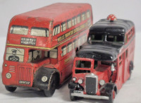 Diecast London Fire Brigade Truck & Wells Brimtoy Tinplate Toy Double Deck Bus