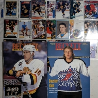 NHL Hockey Pavel Bure Lot Contains Single Trading Cards, A Pog & Two Magazines