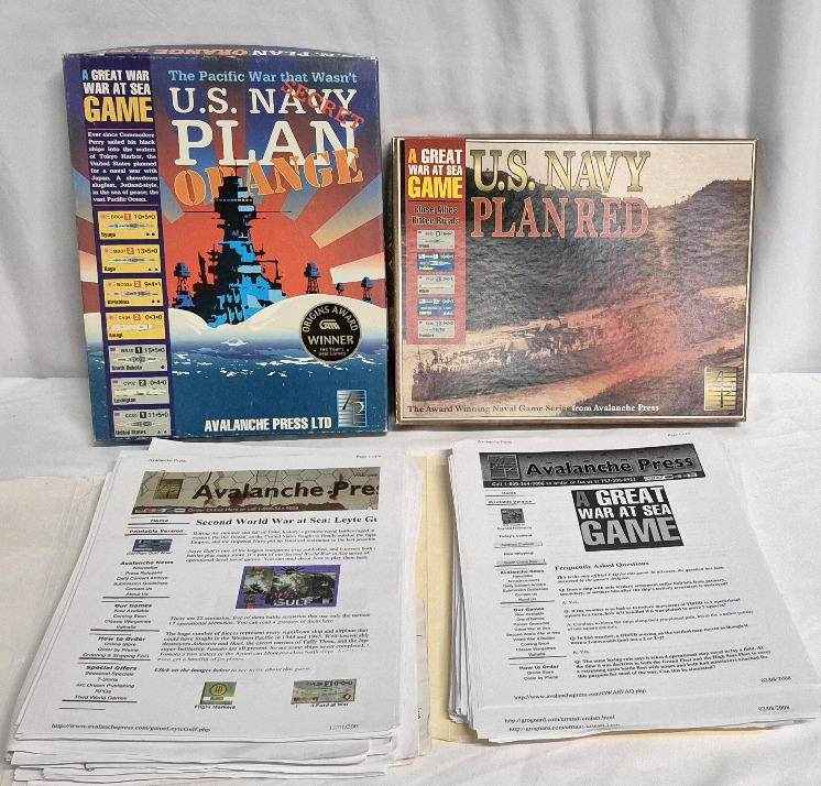 1998 A Great War at Sea The Pacific War that Wasn't & 2002 U.S. Navy Plan Red Tabletop Board Games - Avalanche Press Ltd. + Game Scenarios