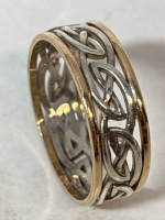 Sterling 10K Yellow Gold Celtic Knot Eternity Band Ring Size 9.5