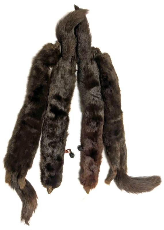 Rare Vintage Doubled 4-Mink Scarf Stole with Bakelite Clips | 47" Total Length, Each Mink Around 26"