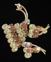 SHERMAN Rhinestone Spectacular Kite Brooch Matching Earrings Signed Swarovski Crystals