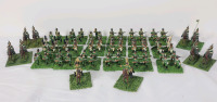 Twenty Four (24) pcs. Handpainted " Napoleonic Wars Foot & Calvary Soldiers w/Officers " 28mm Lead Miniature Soldiers