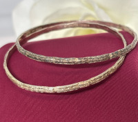 Two Mexico Sterling Stamped Etched Bangle Bracelets