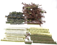 FENCES! 5 Different Plastic & Cast Metal Wargaming Miniature Fences for Dioramas : White Picket, Classic Brown & Off-White, W-Shaped + 4 Cast Metal Bundles of Sticks | Up to 6" Long