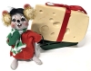 1999 Annalee Christmas Mouse w Big Cheese on Toboggan | Made in USA | 6.75" Tall