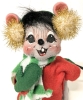 1999 Annalee Christmas Mouse w Big Cheese on Toboggan | Made in USA | 6.75" Tall - 2