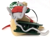 1999 Annalee Christmas Mouse w Big Cheese on Toboggan | Made in USA | 6.75" Tall - 5