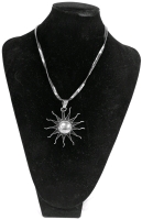 925 Mexico Sunburst Pendant on 16" Darkened Sterling Silver 925 Italy Naturally Twisting Necklace