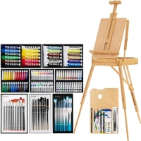 New - MEEDEN 96 Colors Painting Set . Painting Supplies, (42"x72") Portable Easel Stand for Canvas(Max 34"), Oil Watercolor Gouache Acrylic Paint Set & Brushes .