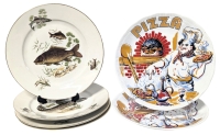 2 Walbrzych Poland Pizza Plates (9.5") & 4 Vohenstrauß Johann Seltmann Bavaria Fish Plates (9.75")