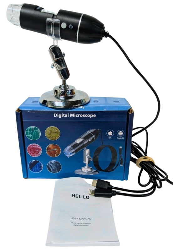 Digital Mini Microscope w Manual Super Zoom for Android & Apple Smart Phones + Devices | 2.0M Pixels, 1600x Magnification