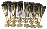 18 Vintage SM EP Brass India Champagne Flutes / Glasses | 9.5" - 9.75" Tall